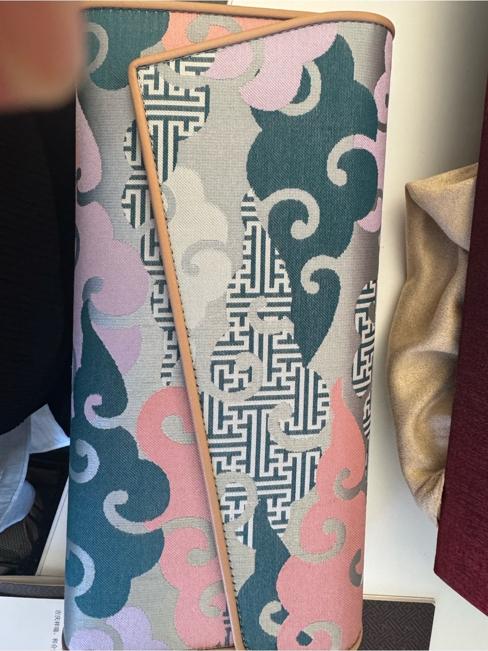 Patterned Clutch Wallet in Teal, Pink and Gray